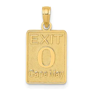 14k Yellow Gold Polished Textured Finish 0 EXIT CAPE MAY Marker Charm Pendant