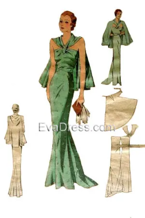 1930's Dinner Gown & Cape E30-744