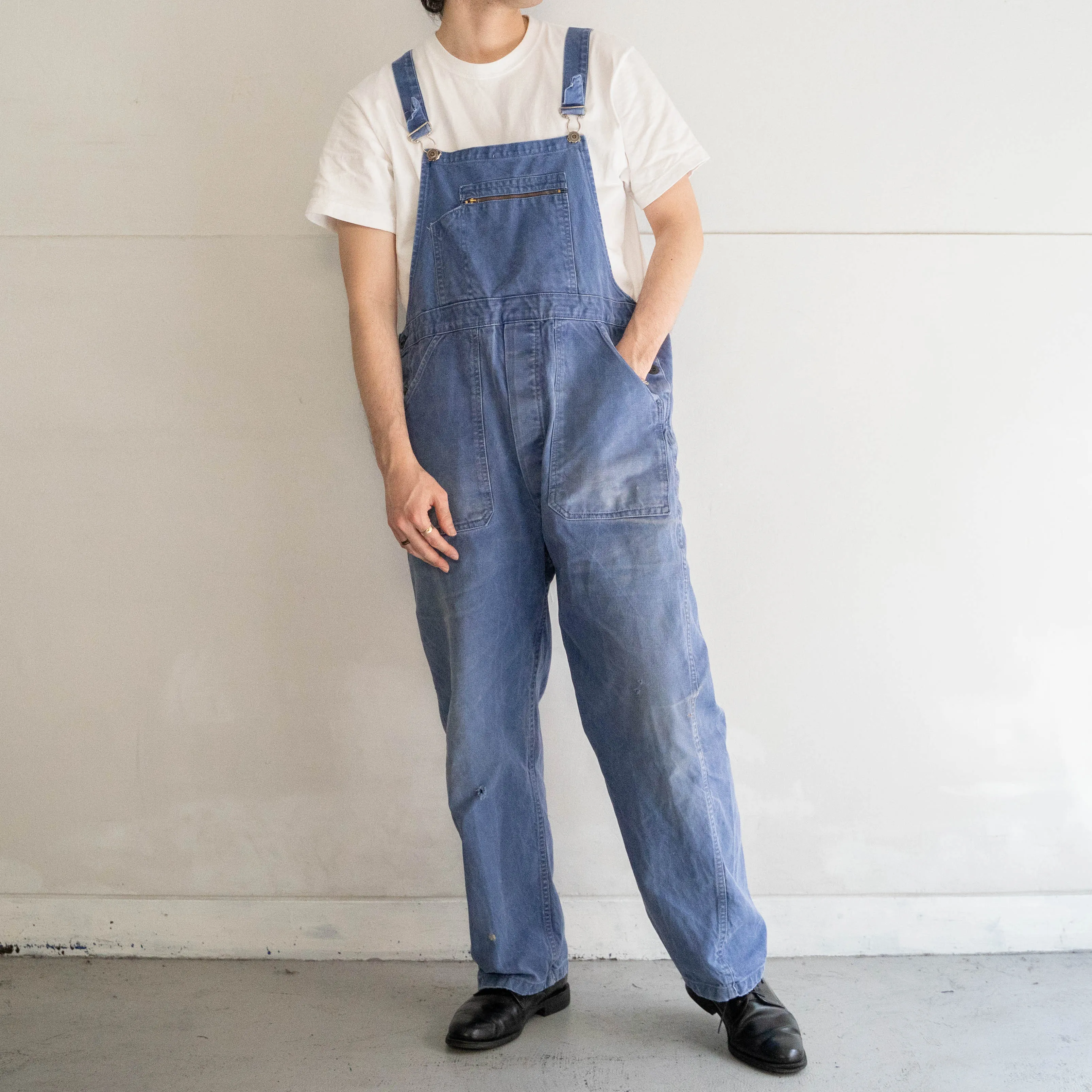 1960-70s Germany cotton twill overall -good fade & damage-