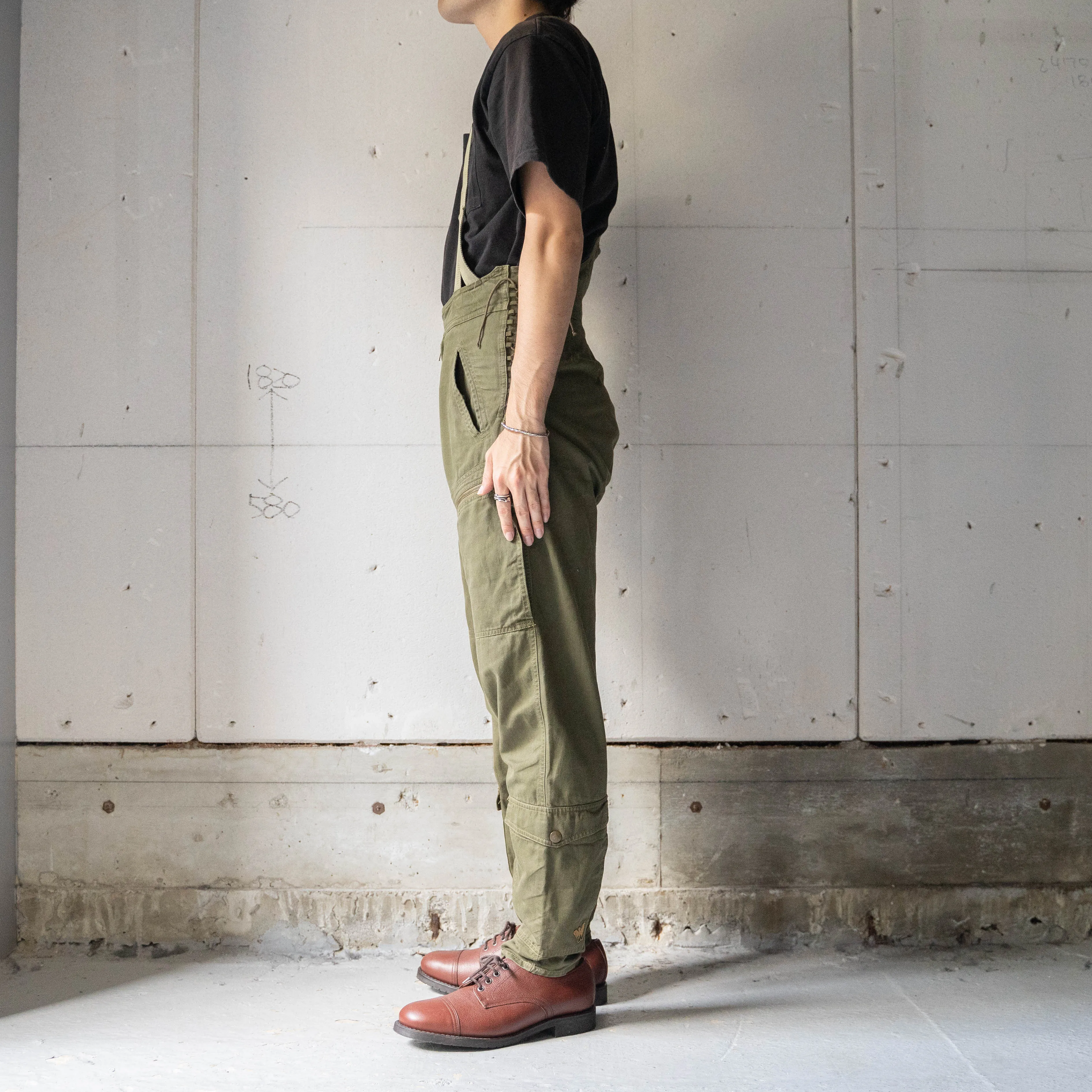 1980−90s 'ARMANI JEANS' khaki color cotton overall -military like-