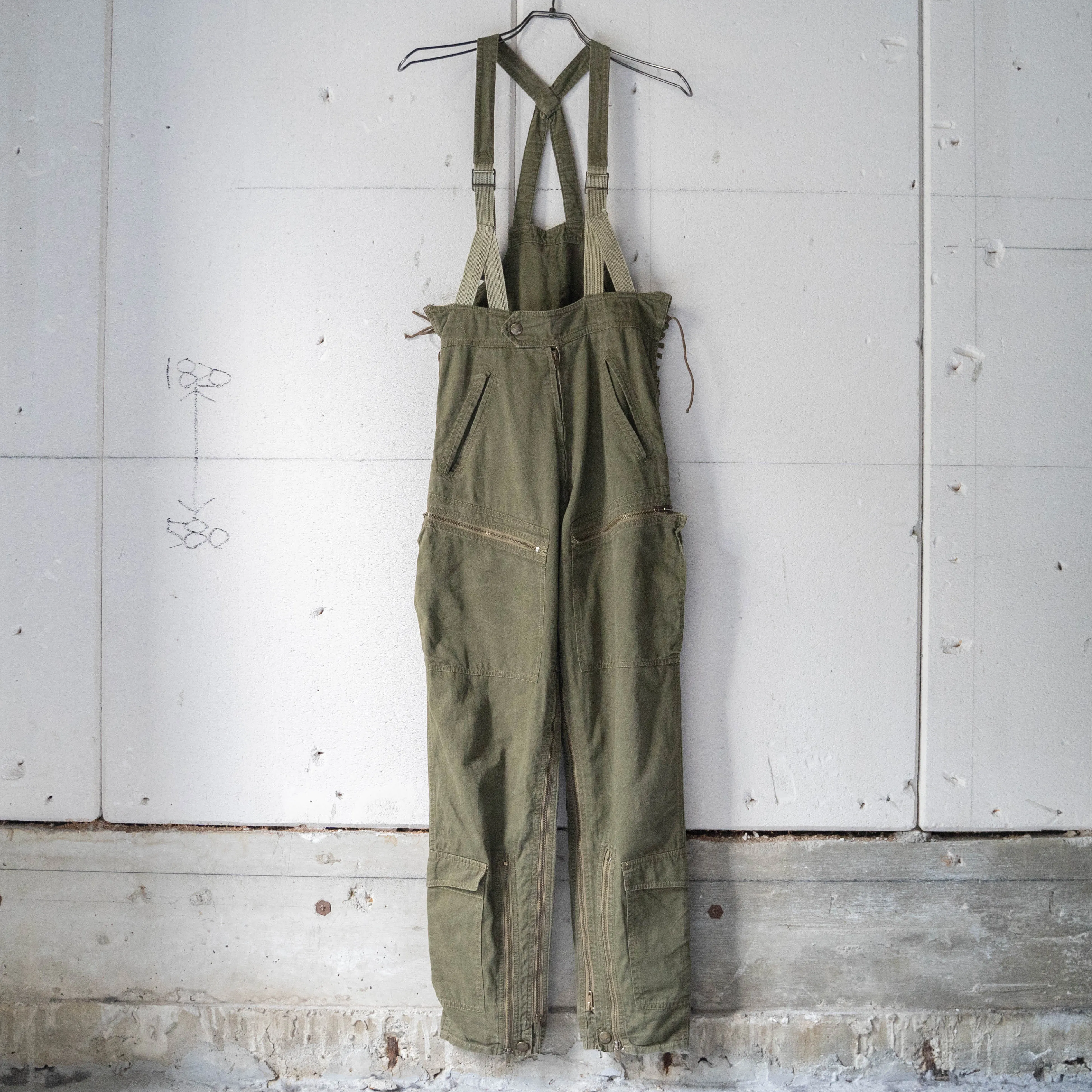 1980−90s 'ARMANI JEANS' khaki color cotton overall -military like-