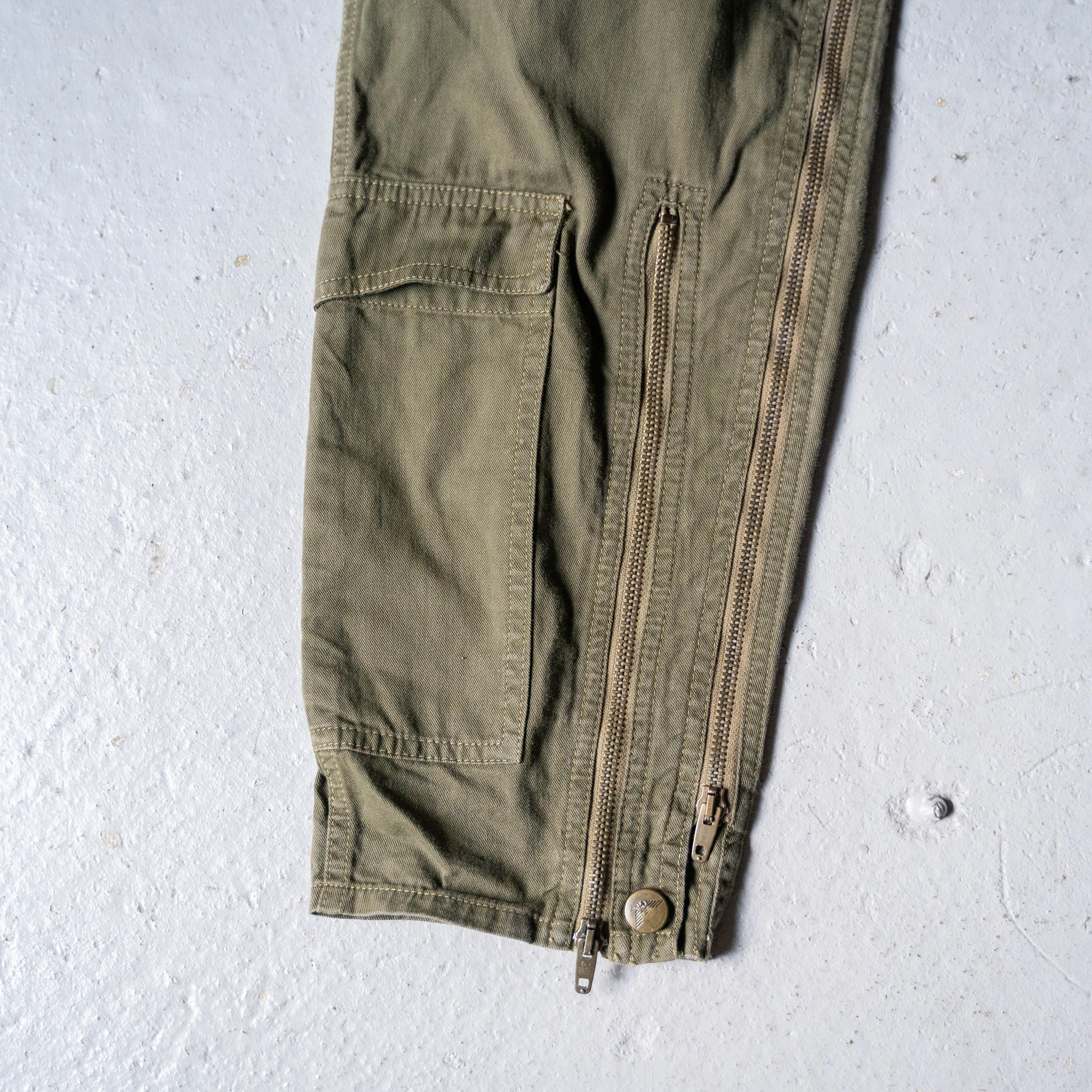 1980−90s 'ARMANI JEANS' khaki color cotton overall -military like-