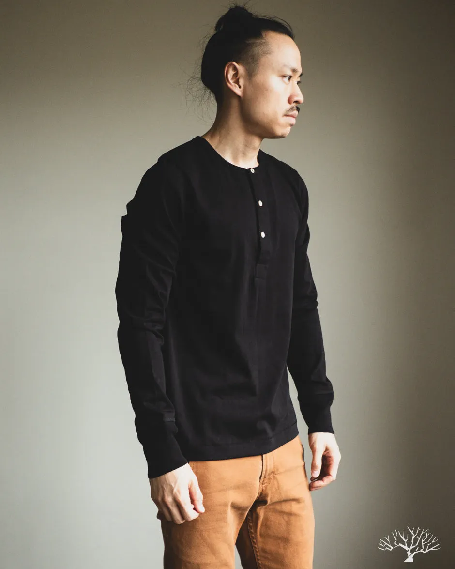 206 Long Sleeve Henley - Deep Black