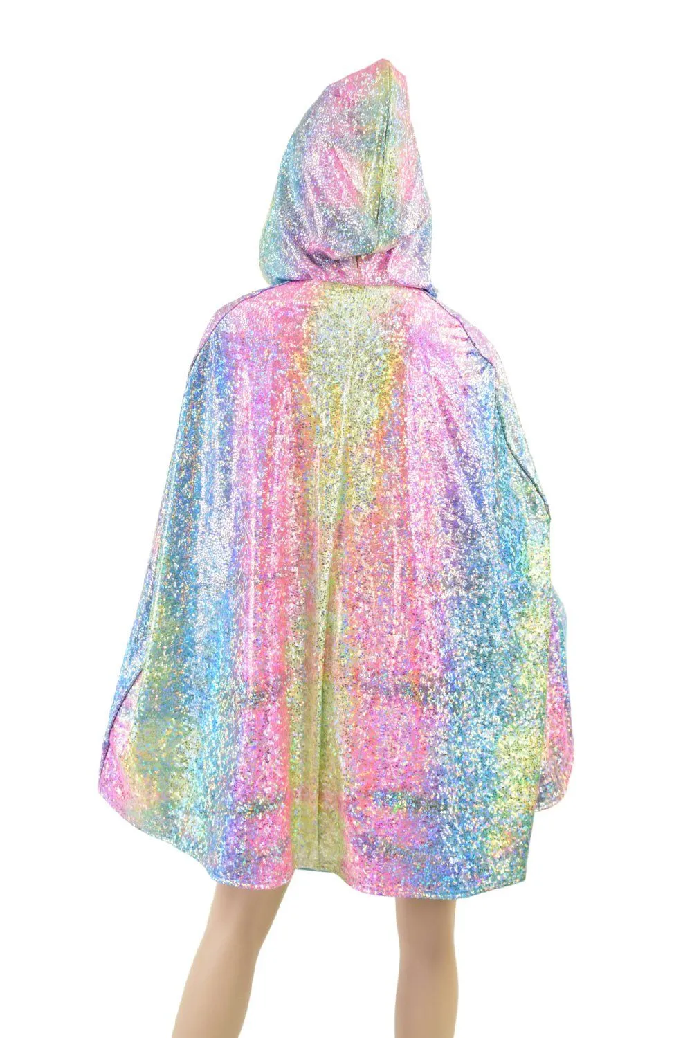 35" Hooded Rainbow Shattered Glass Cape with Galaxy Lining