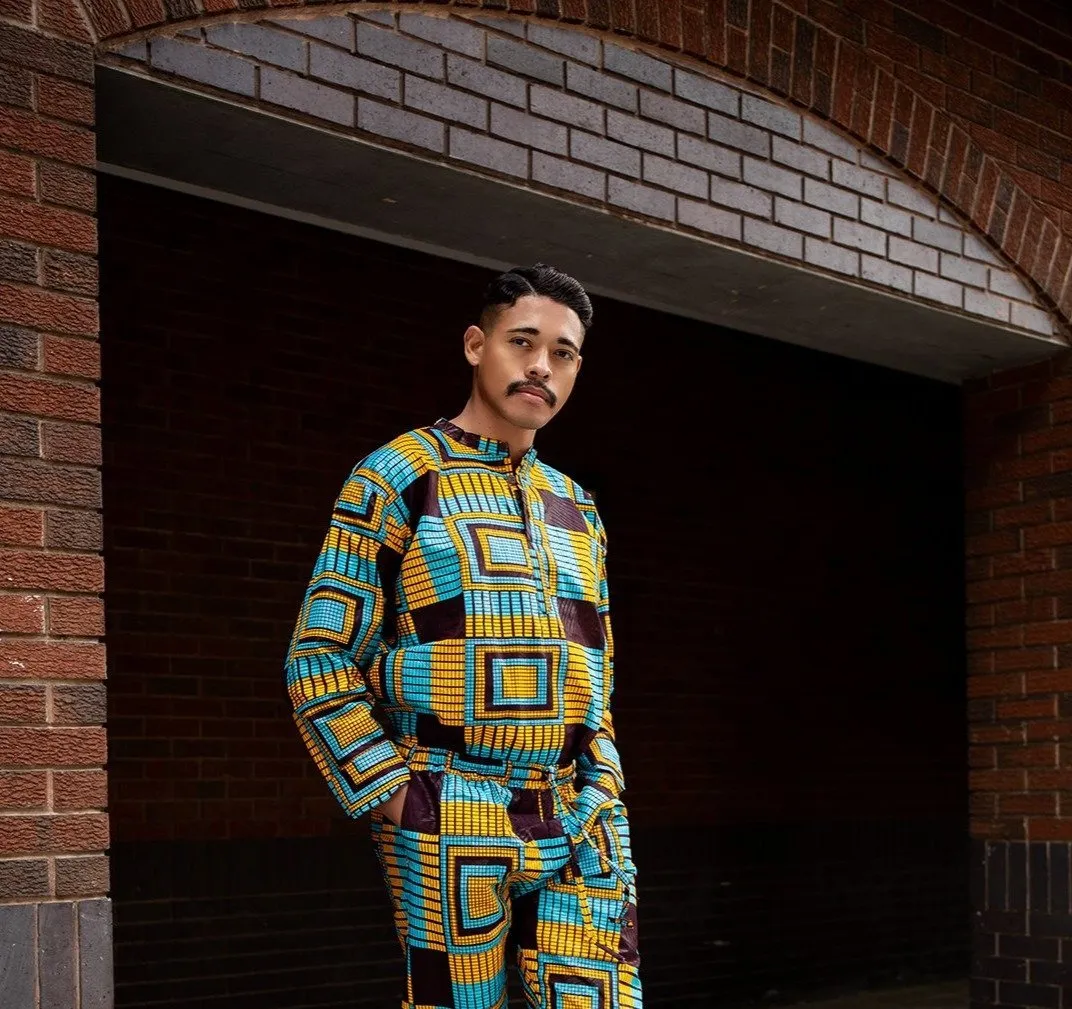 African Shirt in Blue Kente