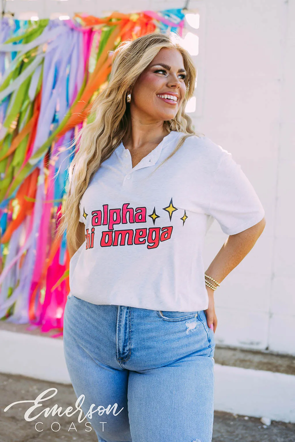 Alpha Chi Omega Sparkles Henley