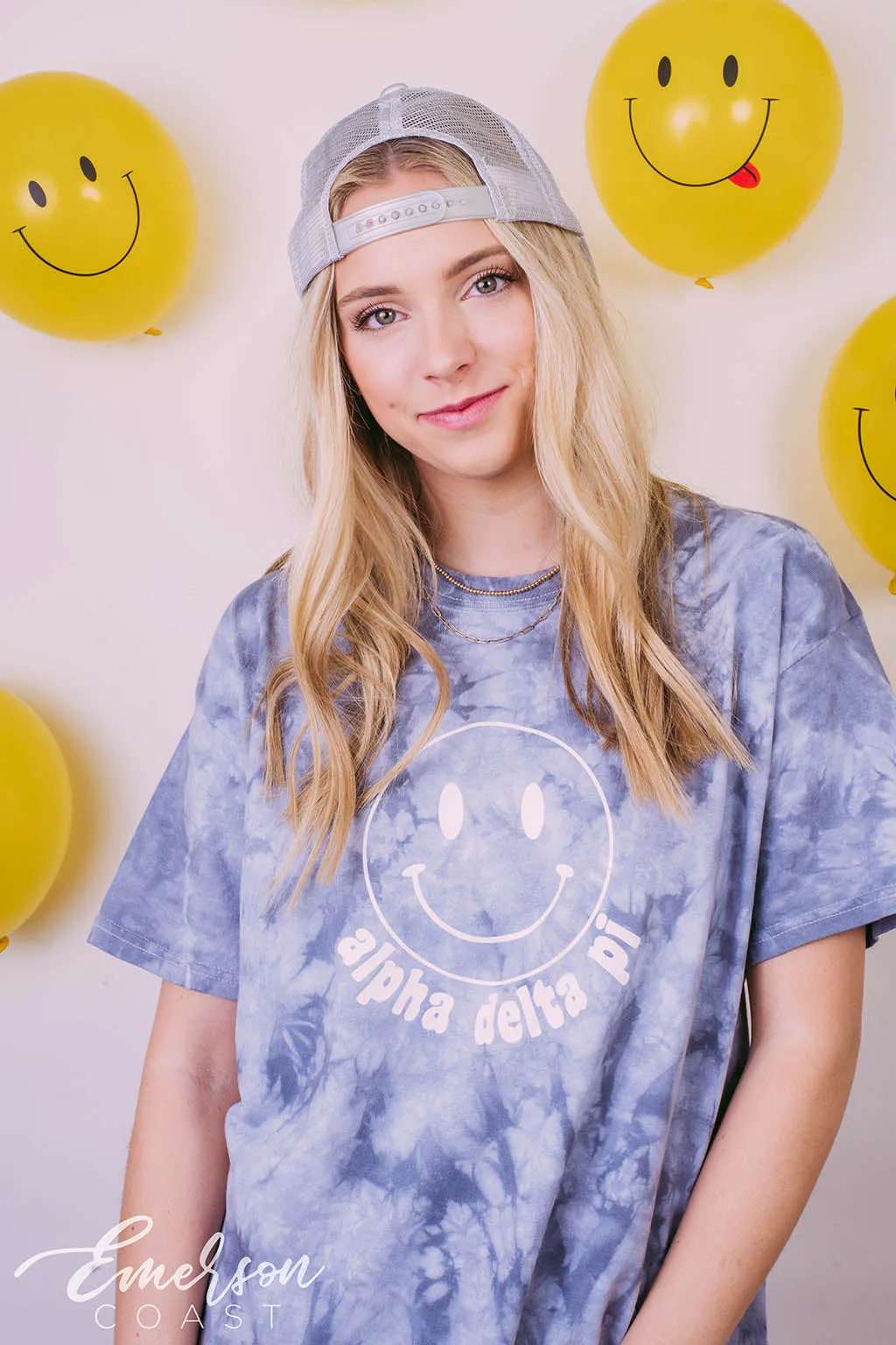 Alpha Delta Pi Smiley Tie Dye Bid Day Tee