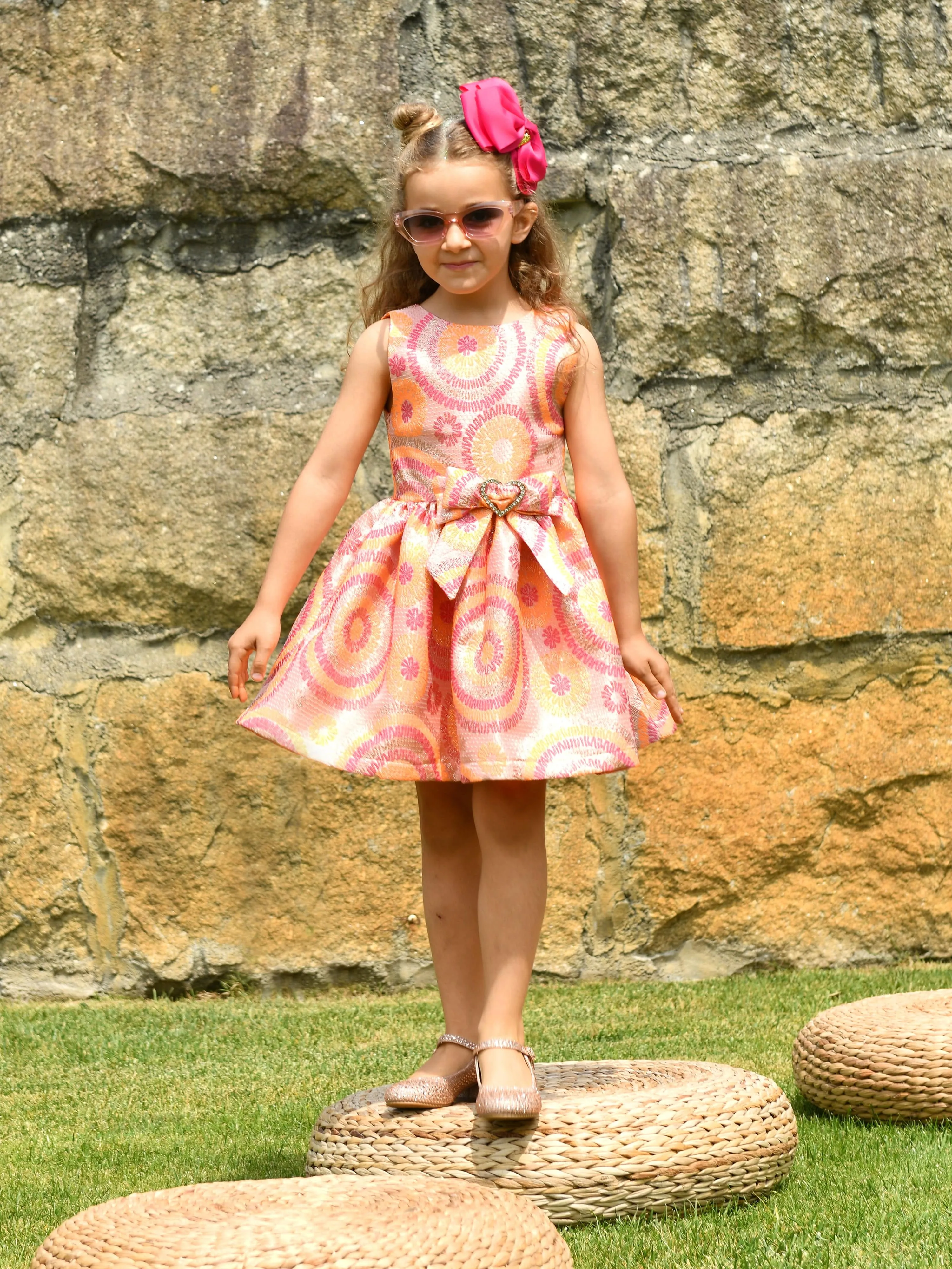 Angels Face Girls Ruby Circle Dress in Orange