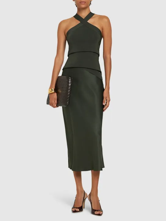 ANINE BING   Bar silk satin midi skirt 