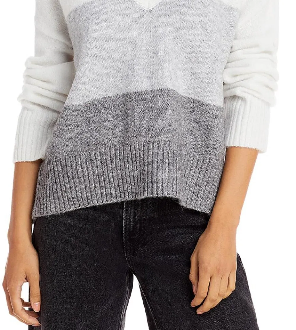 Aqua Women's Colorblock Knit Pullover Sweater Gray