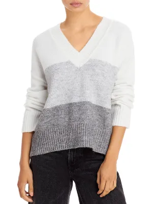 Aqua Women's Colorblock Knit Pullover Sweater Gray