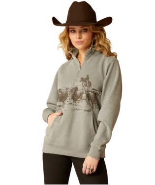 Ariat Women's Heather Grey 1/2 Zip Sweatshirt