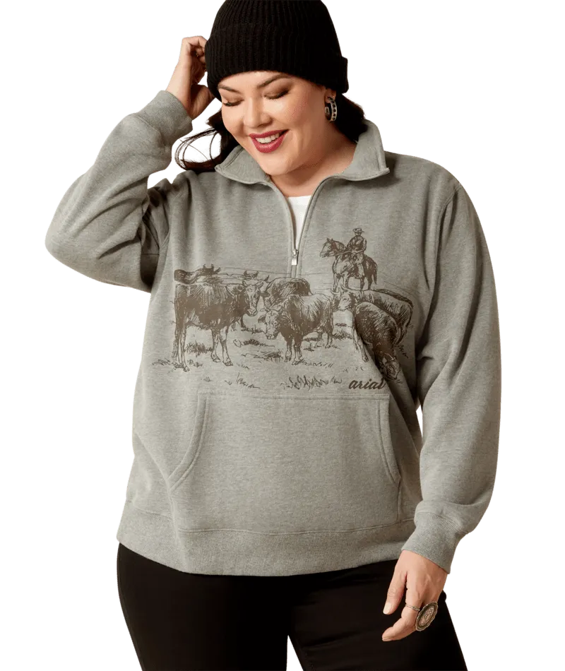 Ariat Women's Heather Grey 1/2 Zip Sweatshirt