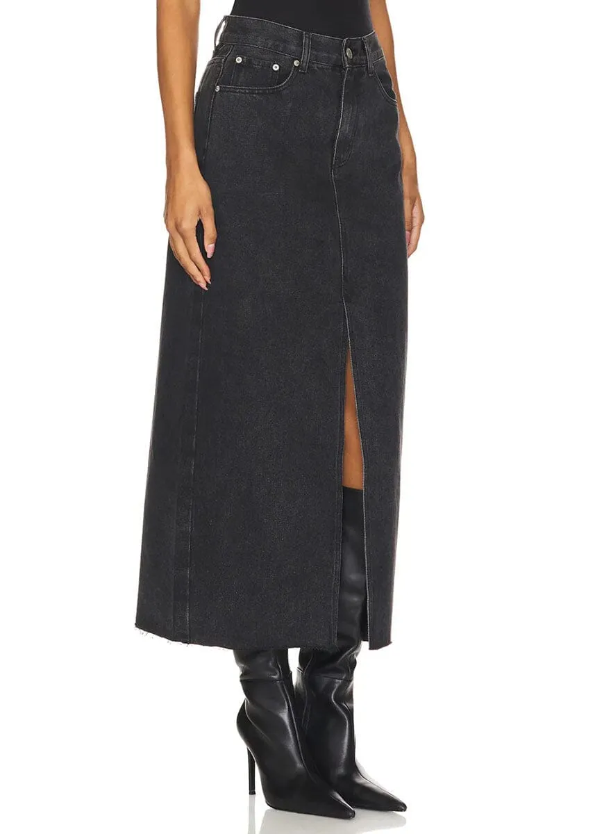 Avani Denim Skirt - Washed Black