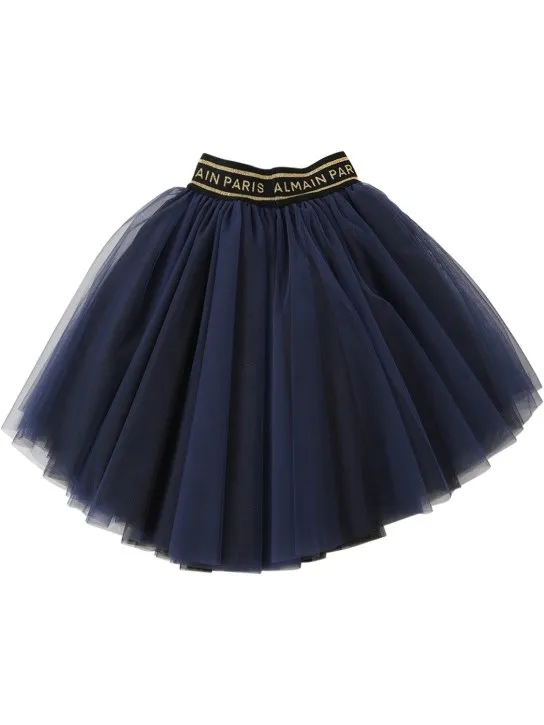 Balmain   Logo tape tulle skirt 