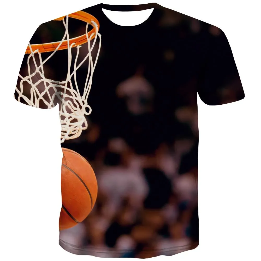 Basketball T shirts Men Night View Tshirt Anime Galaxy Shirt Print City Tshirt Printed