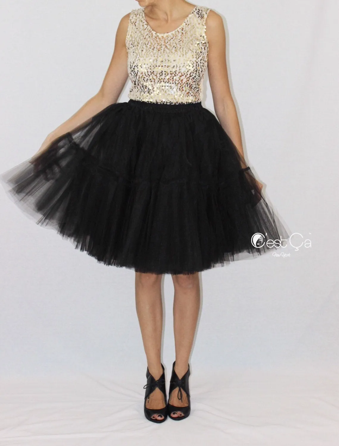 Beatrice Black Tulle Skirt - Midi