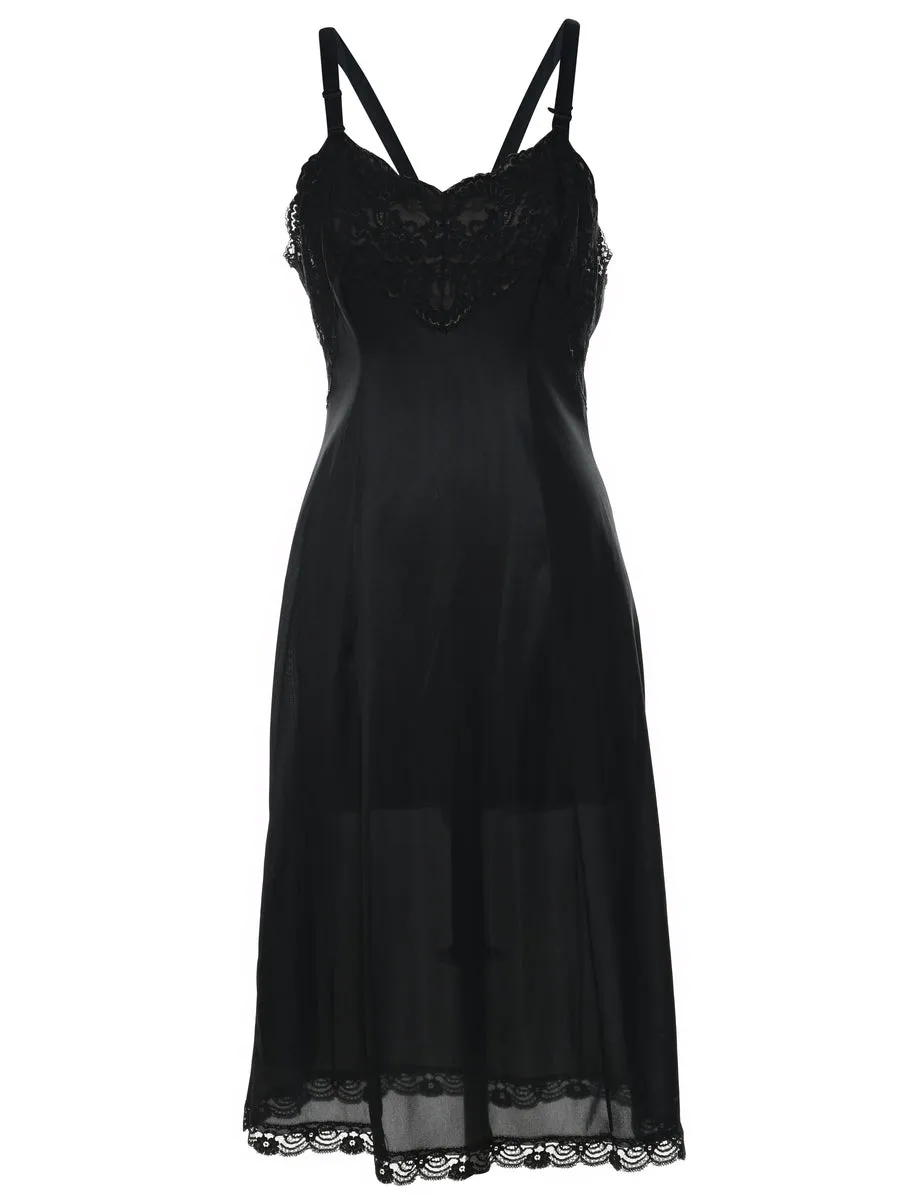 Black Classic Slip Dress - S