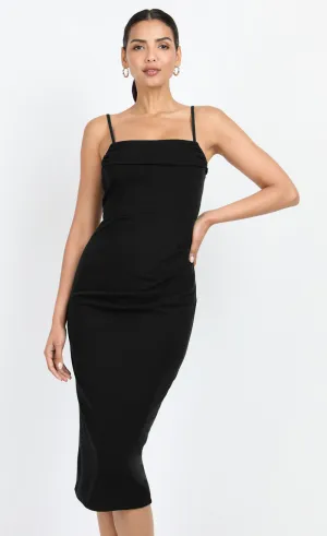 Black Corset Detail Midi Dress by Chloe Lewis