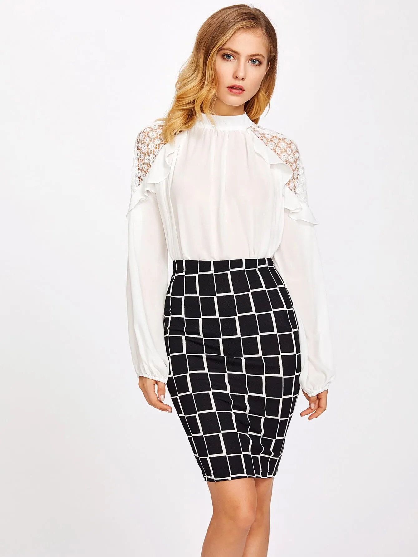 Block print pencil bodycon skirt