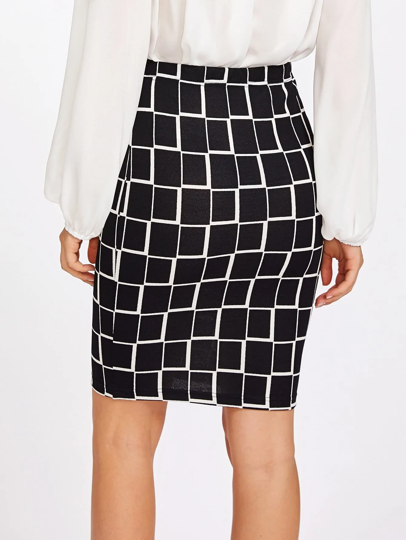 Block print pencil bodycon skirt