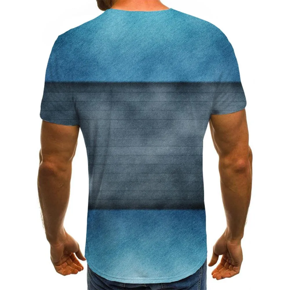 blue-black gradient shirt Casual shirt 3D special texture men Cool art costume different