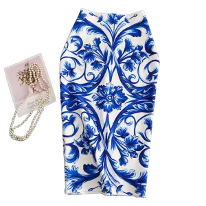 Blue Royalty Woman Pencil Skirt