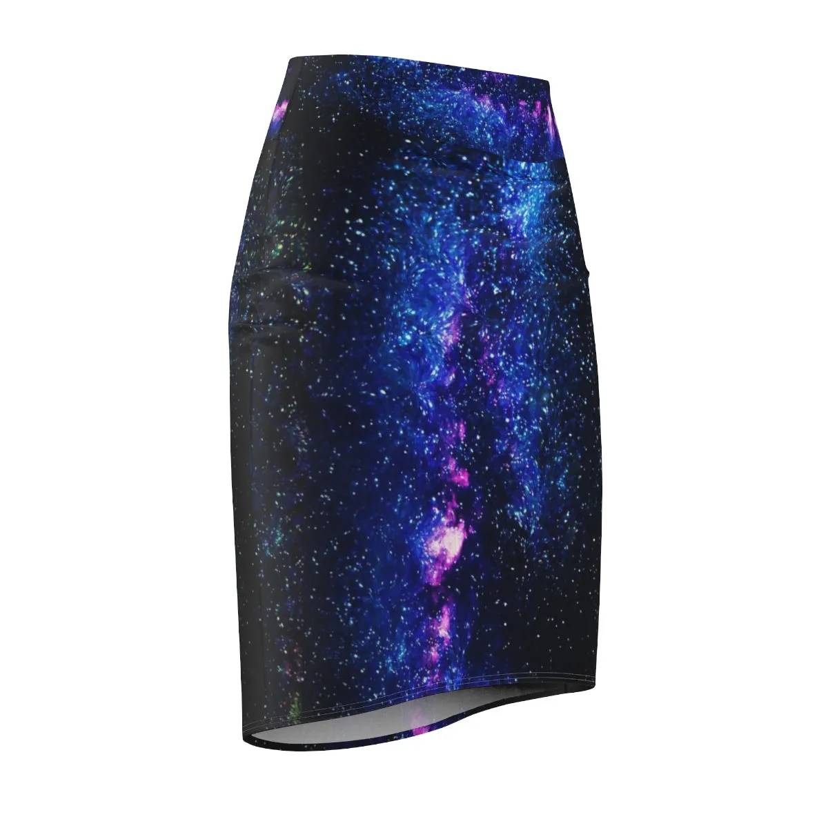 Blue Space Pencil Skirt, Galaxy Print Designer Women's Pencil Skirt-Made in USA (US Size: XS-2XL)