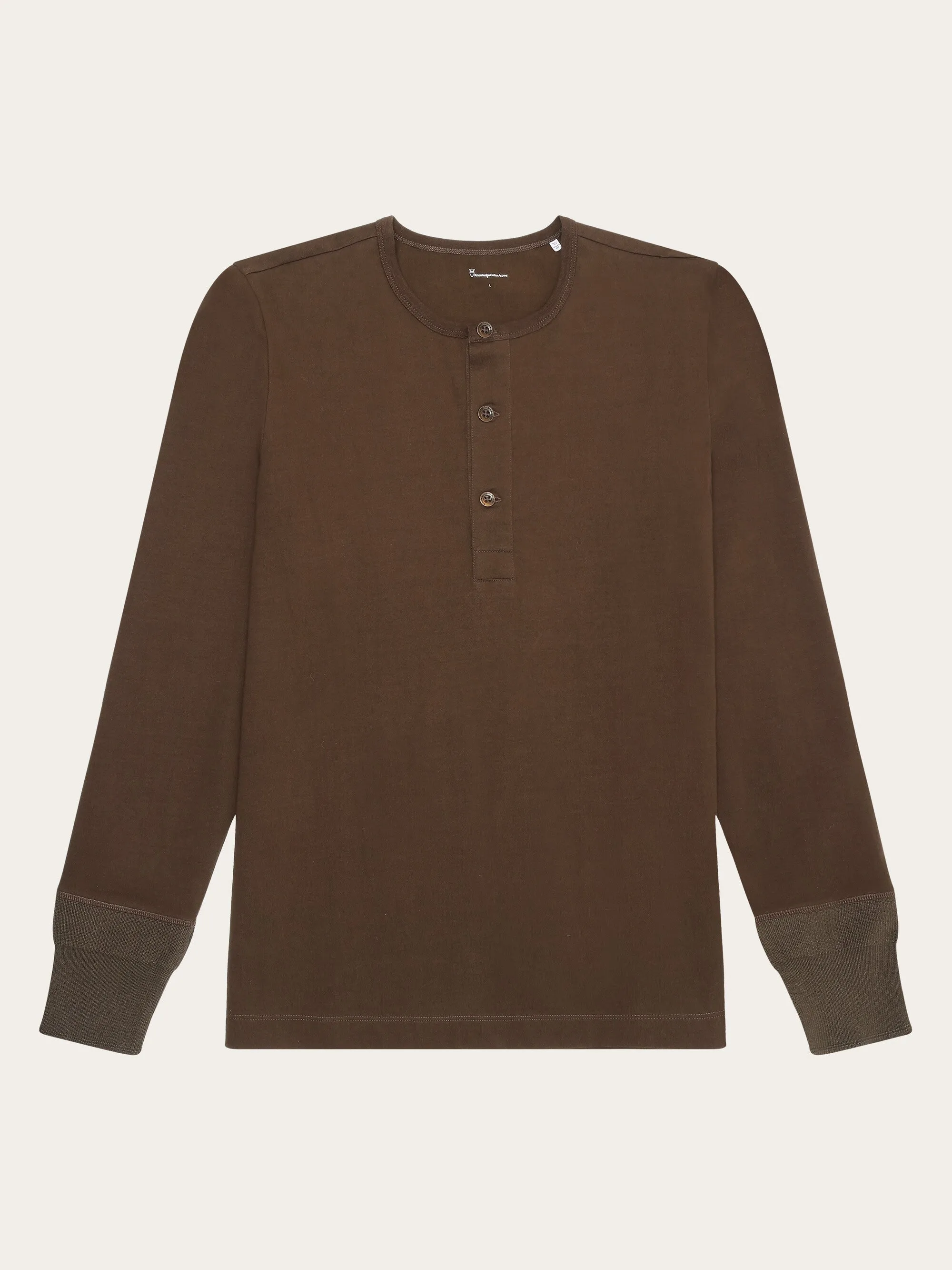 BO long sleeve henley - Regenerative Organic Certified™ - GOTS/Vegan - Demitasse (brown)