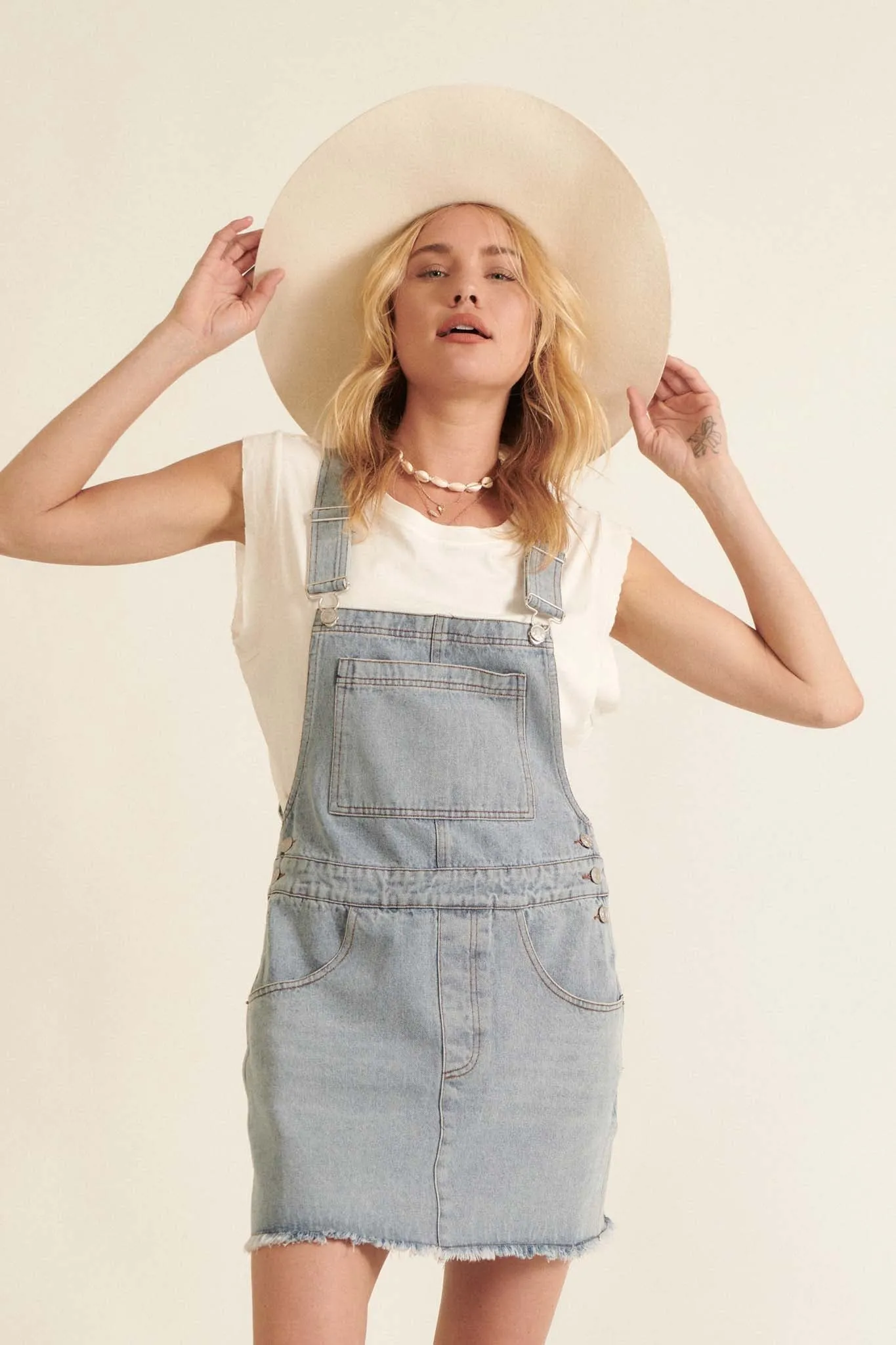 Born Ready Denim Overall Mini Dress