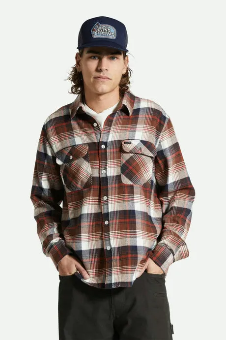 Bowery LS Flannel Washed Navy/Sepia/Off White