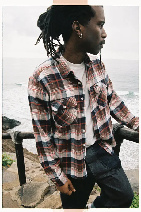 Bowery LS Flannel Washed Navy/Sepia/Off White