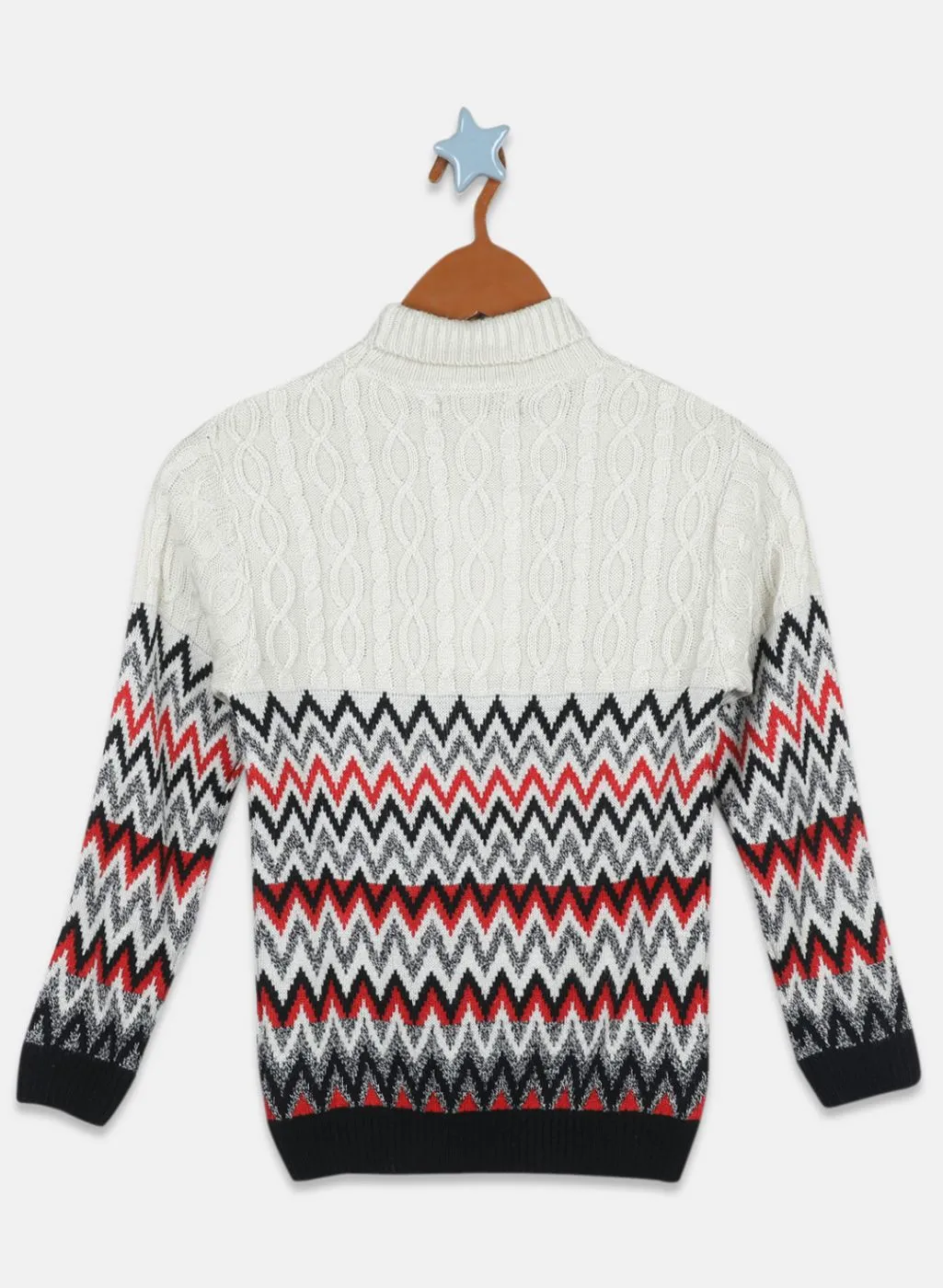 Boys Beige Zig-Zag Pullover