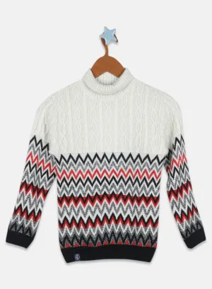 Boys Beige Zig-Zag Pullover