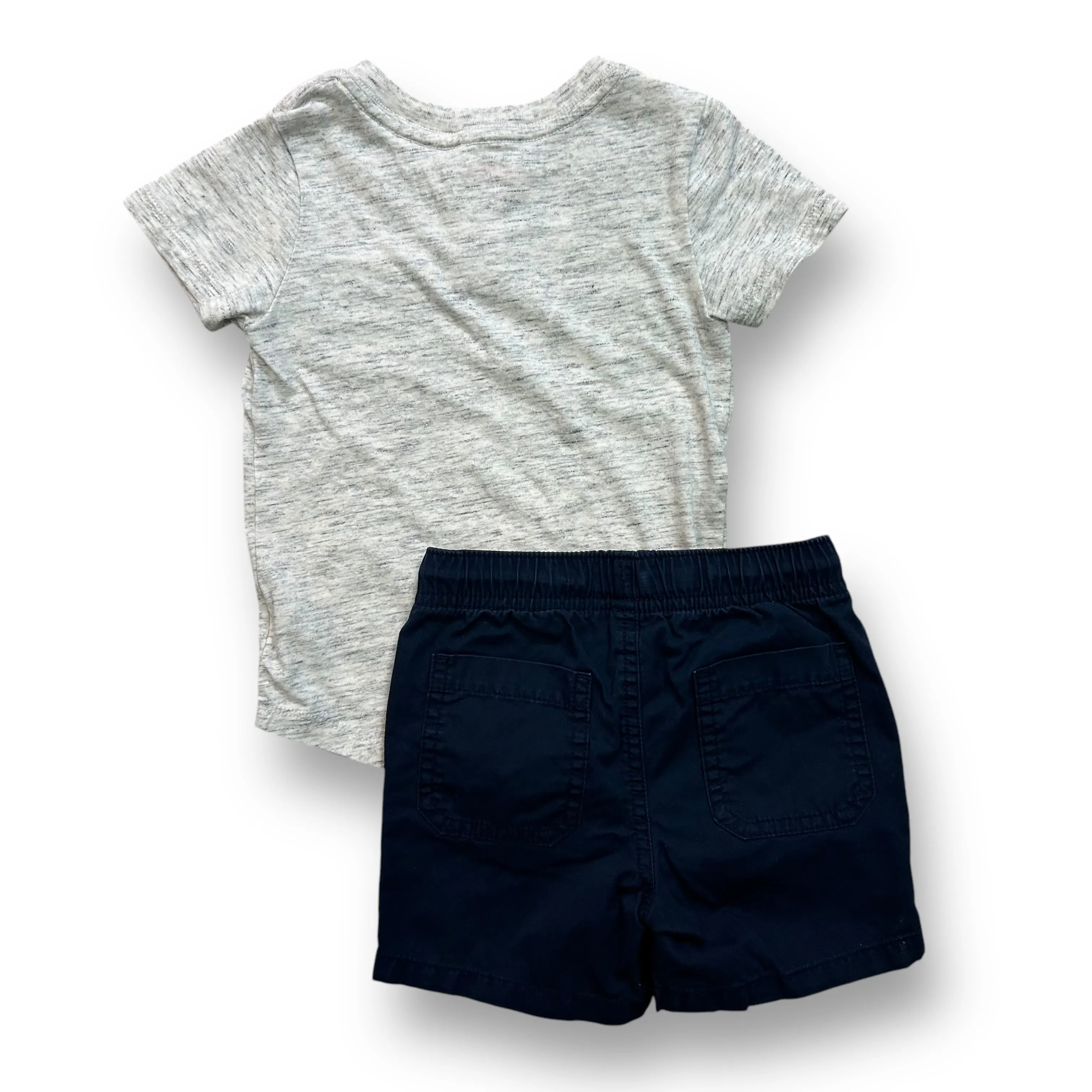 Boys Cat & Jack Size 18 Months Navy Shorts & Gray Henley Shirt Outfit