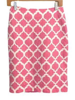 Bright Spring Pink Trellis Pencil Skirt