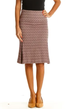 Brown Chevron Classic A-Line Skirt