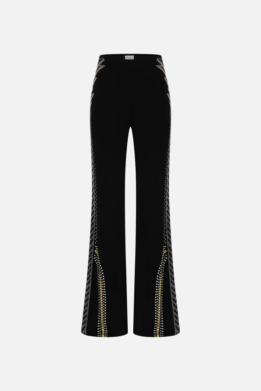 CAMILLA THEY CALL HER NEFERTARI JERSEY FLARE PANT IN BLACK / GOLD