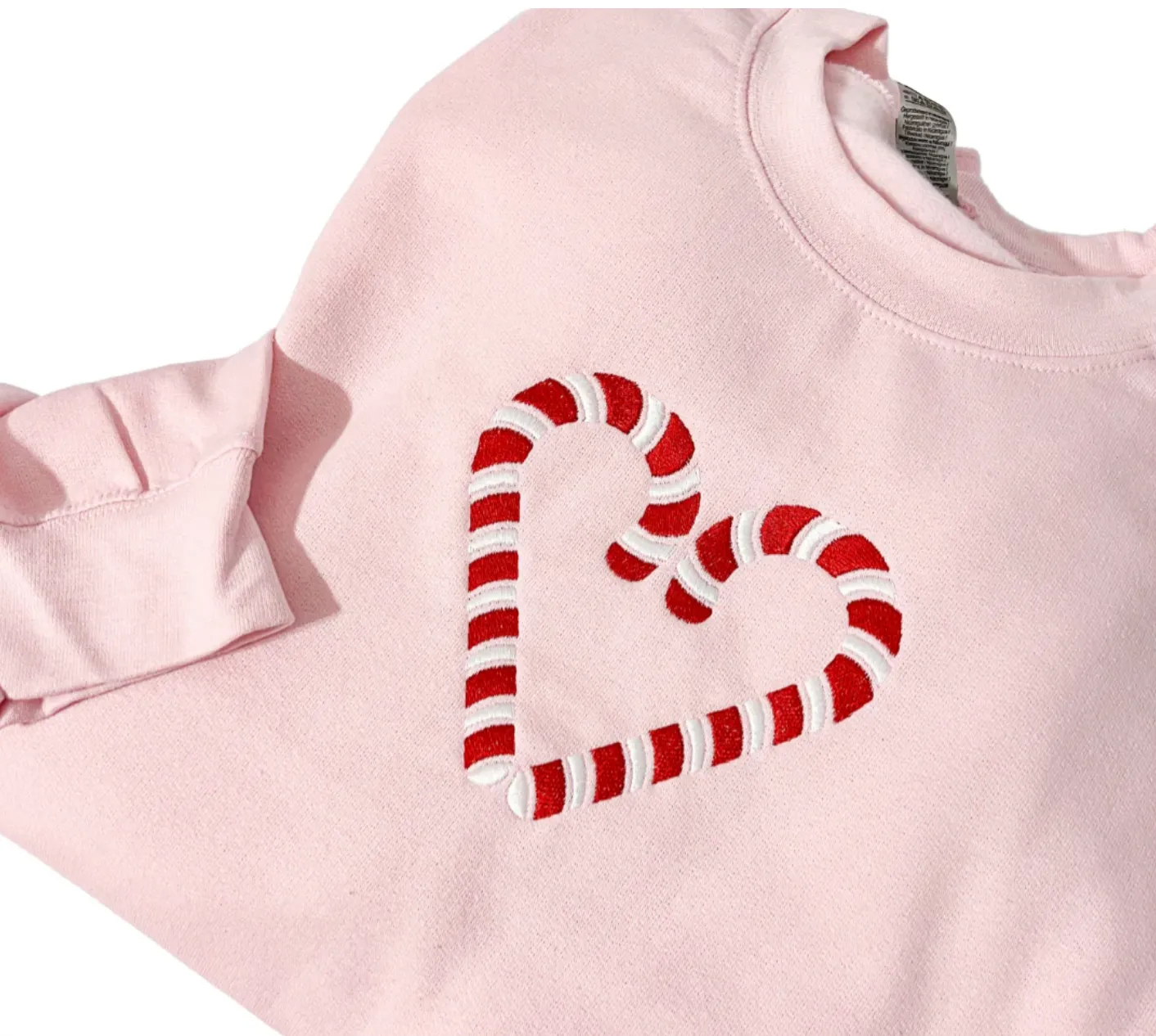 Candy Cane Heart Embroidered Pullover