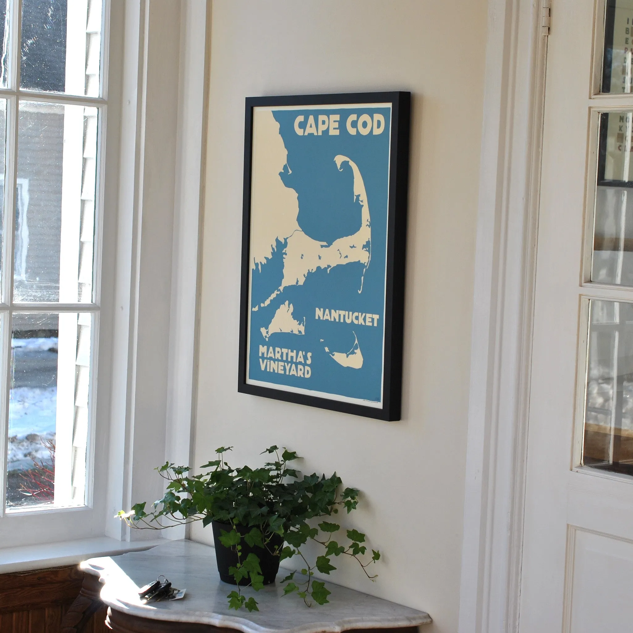 Cape Cod, Martha's Vineyard, Nantucket Map Art Print 18" x 24" Framed Travel Poster By Alan Claude - Massachusetts