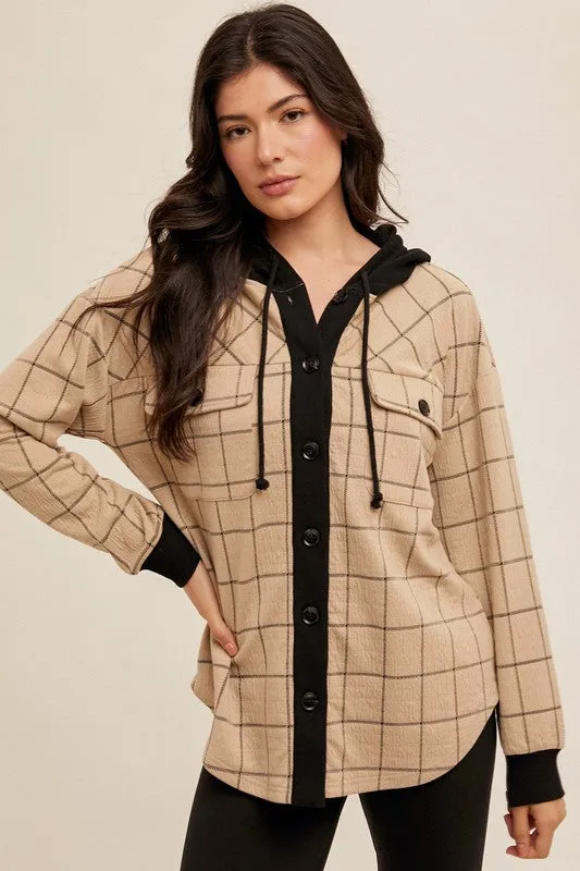 Checked Hooded Shacket - 3 Colors!