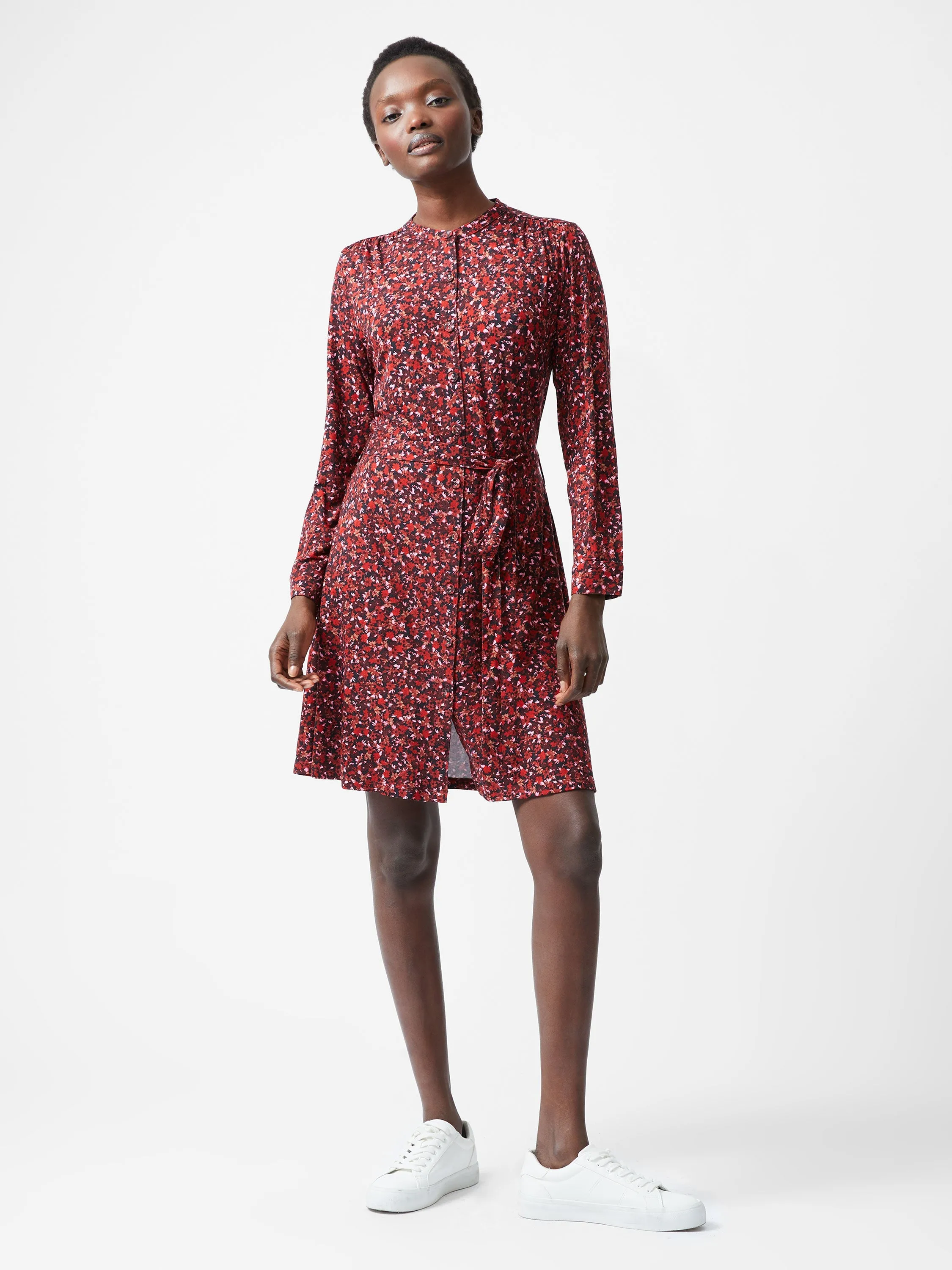 Clara Henley Jersey Floral Shirt Dress