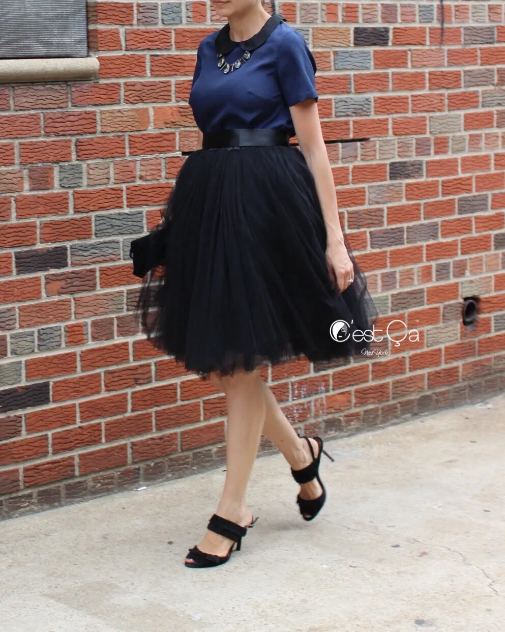 Clarisa Puffy Black Tulle Skirt - Midi