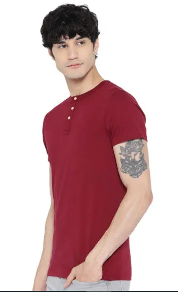 Classic Half Sleeve Henley Cotton T-Shirts Combo (Pack Of 4) by LazyChunks