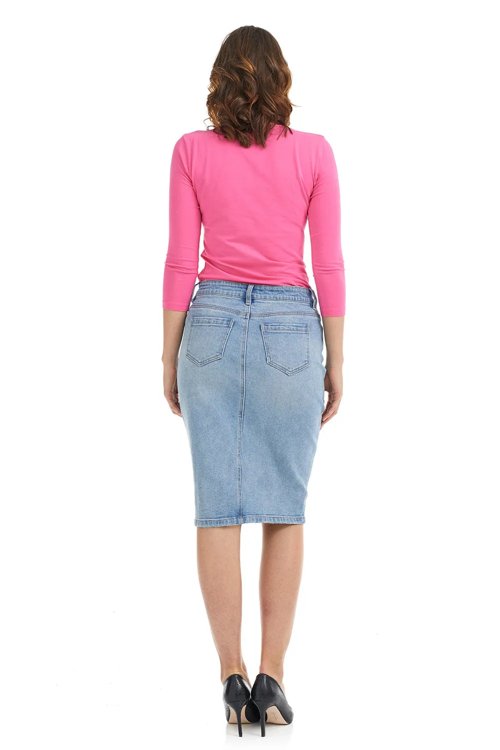 Classic straight modest denim jean skirt 'Havana'