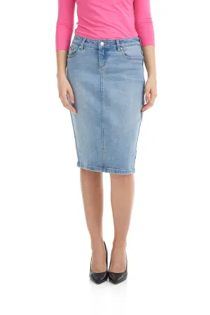 Classic straight modest denim jean skirt 'Havana'