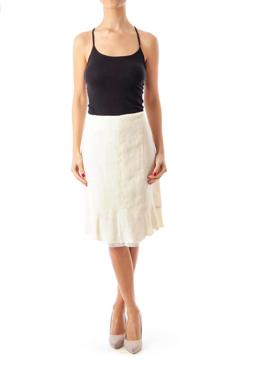 Cream Pencil Skirt