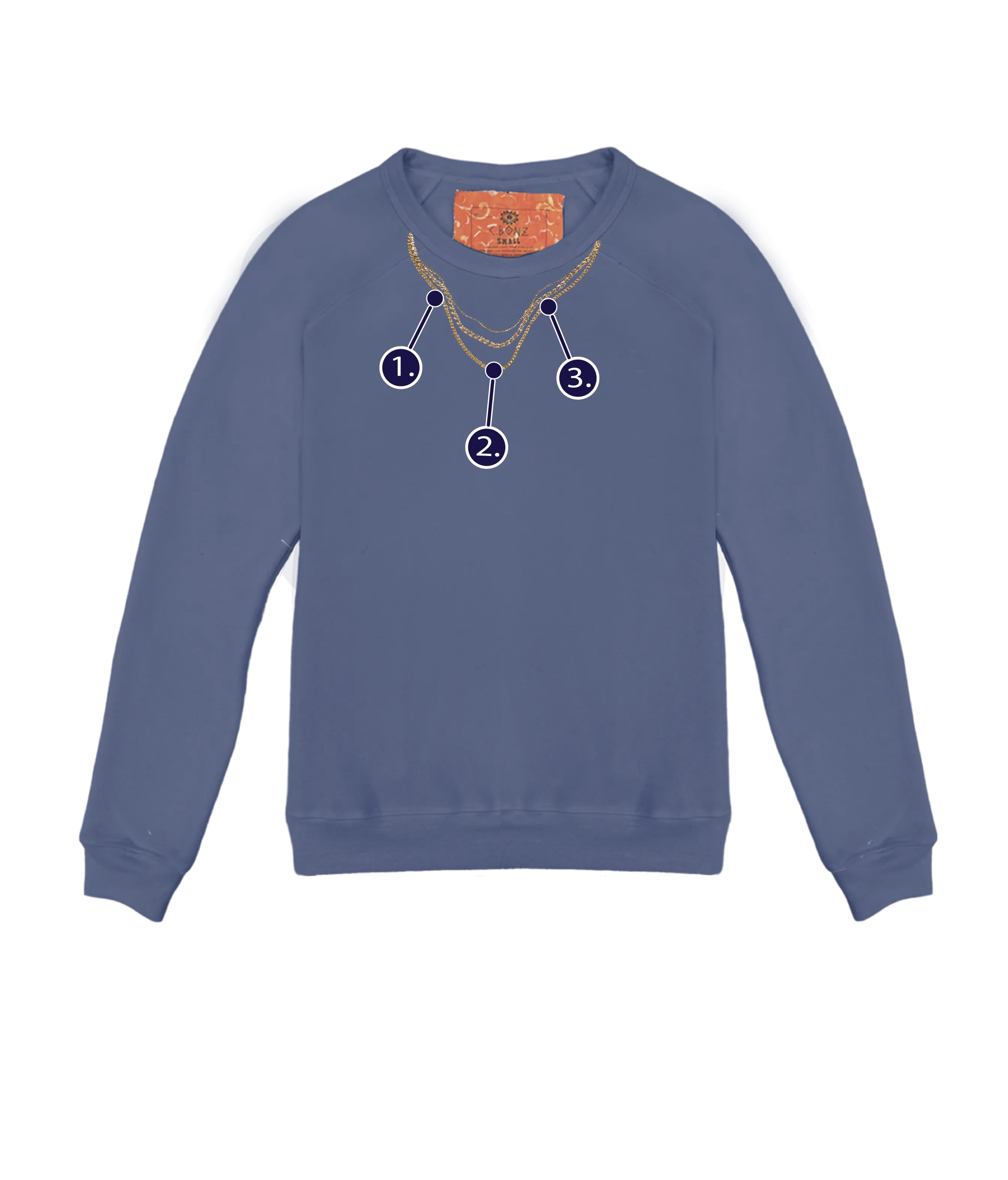 Custom Charm Necklace Classic Crew Pullover