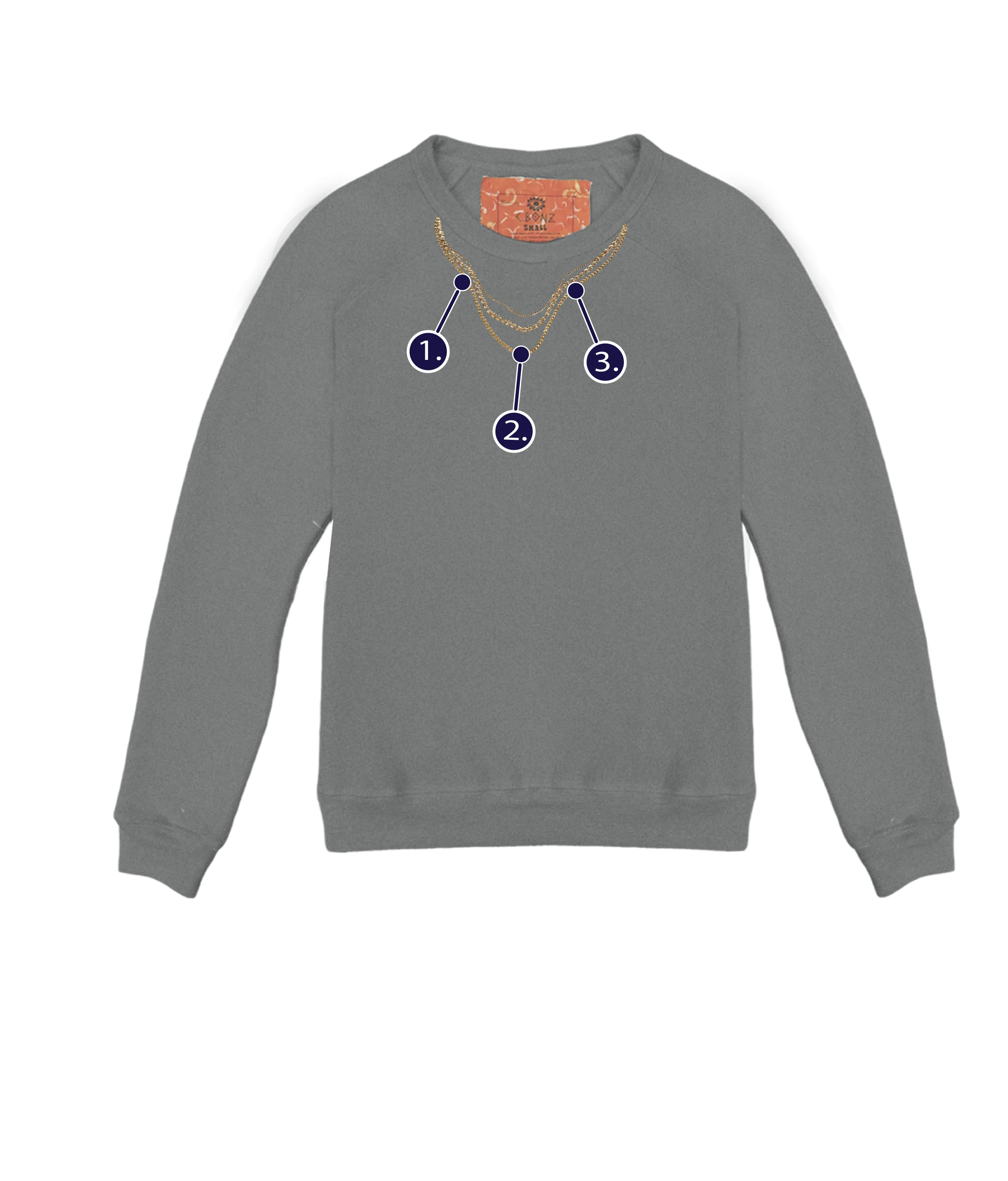 Custom Charm Necklace Classic Crew Pullover