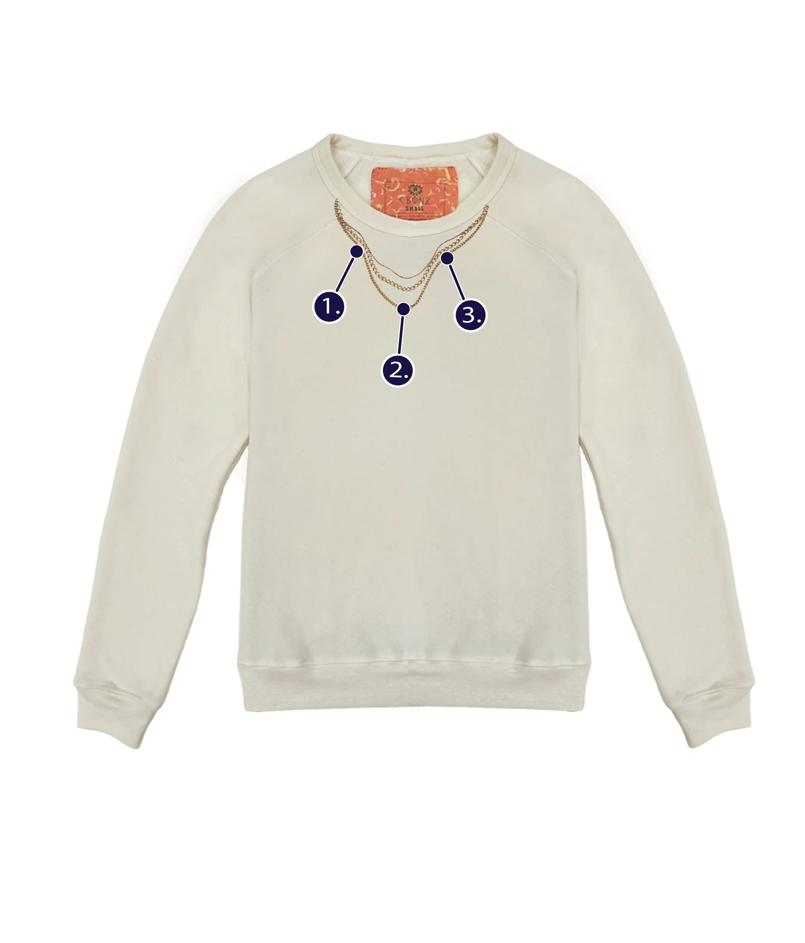 Custom Charm Necklace Classic Crew Pullover